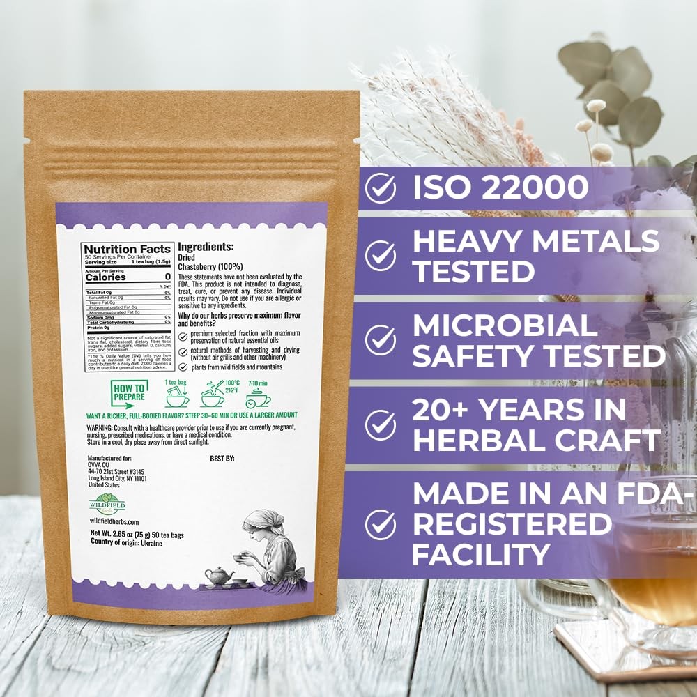 50 Bags Chaste Tree Berry Сhasteberry Tea Vitex Tea Herb (Vitex Agnus-Castus)…