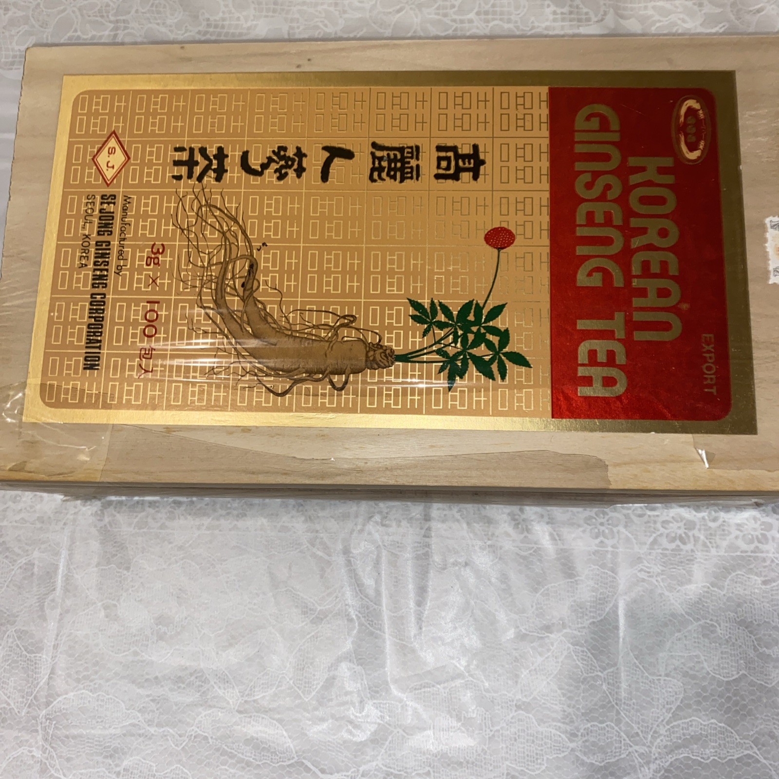 Vintage Korean Ginseng Tea Export Sealed 3g 100 Bags Made In Korea