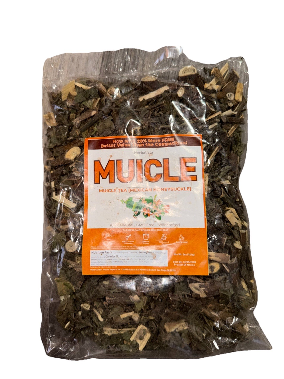 Herbalista Muicle Tea Mexican Honeysuckle Loose Leaf 100% Natural 114g