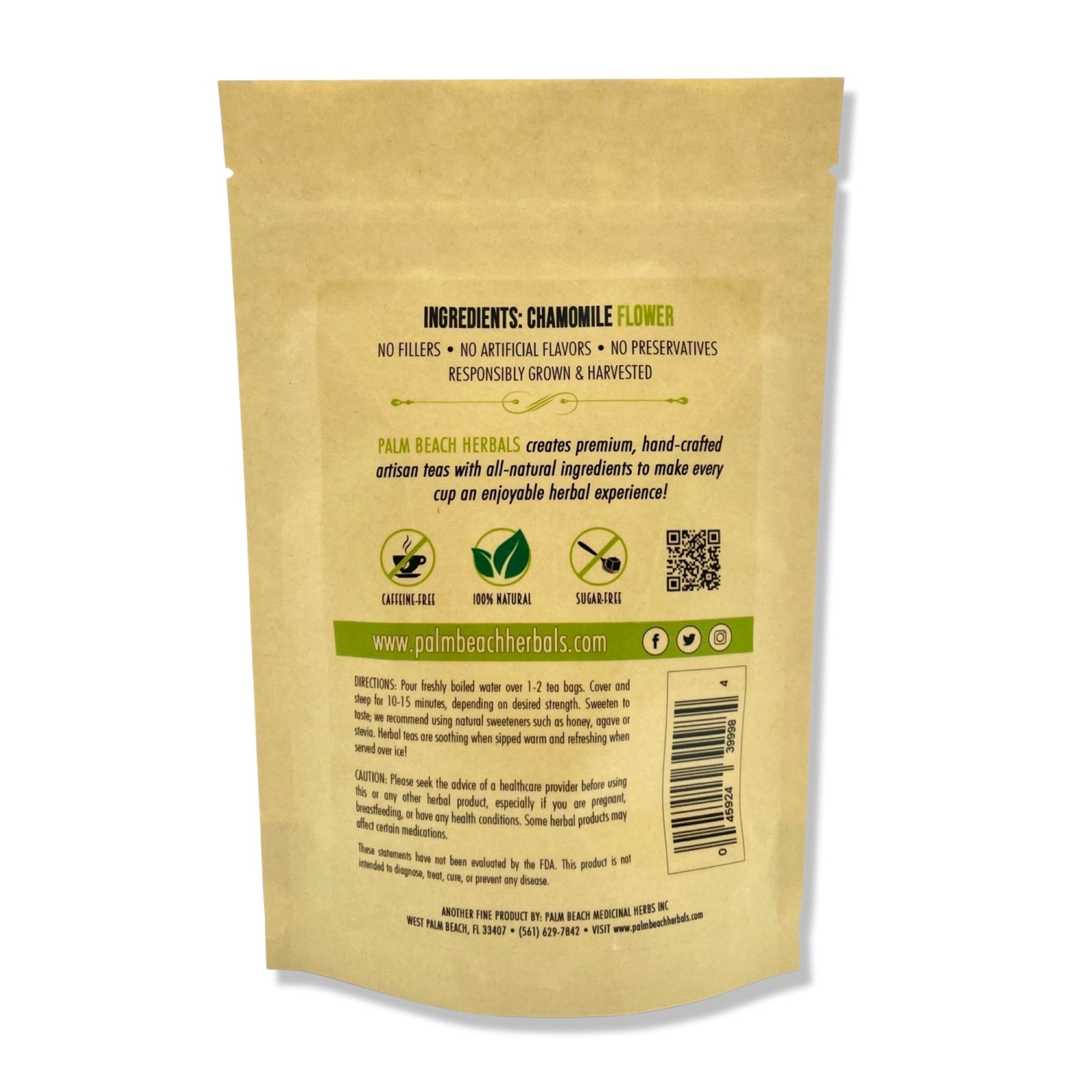 Chamomile Tea by Palm Beach Herbals | 30ct, Caffeine-Free