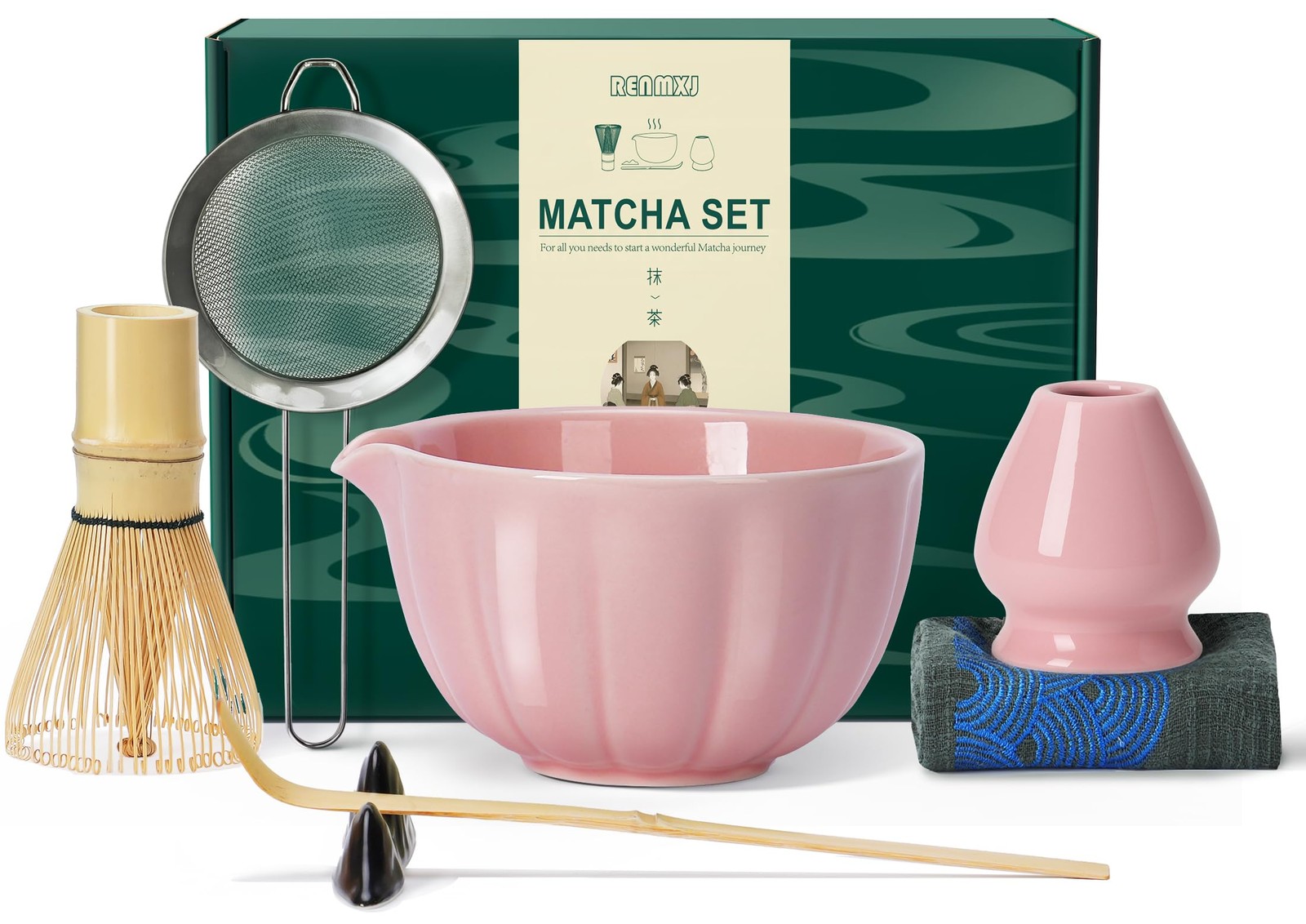 Matcha Whisk Set,7 PCS Ceramic Matcha Kit Includes Matcha Bowl with Spout, Ma…