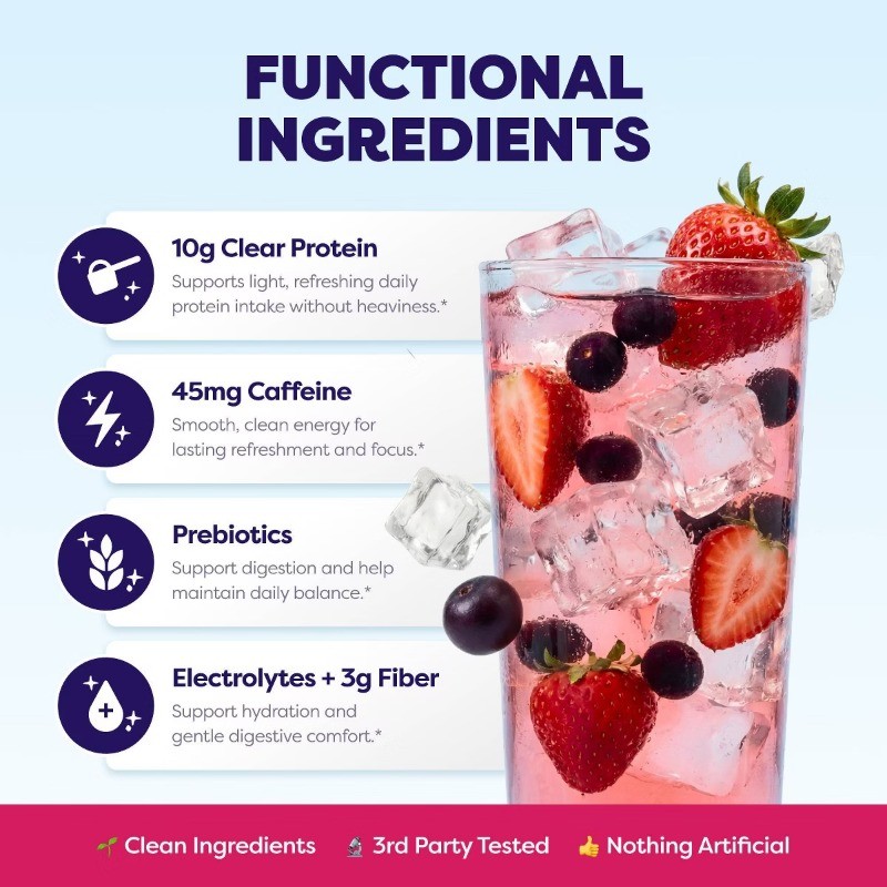 Strawberry Acai Clear Protein Refreshers – 9.2oz