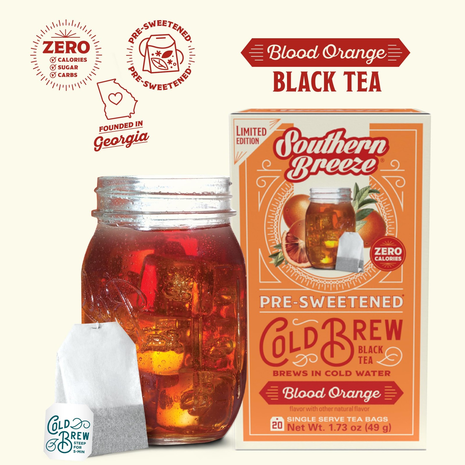 Cold Brew Sweet Tea Blood Orange Iced Tea with Black Tea and Zero Carbs Zero …