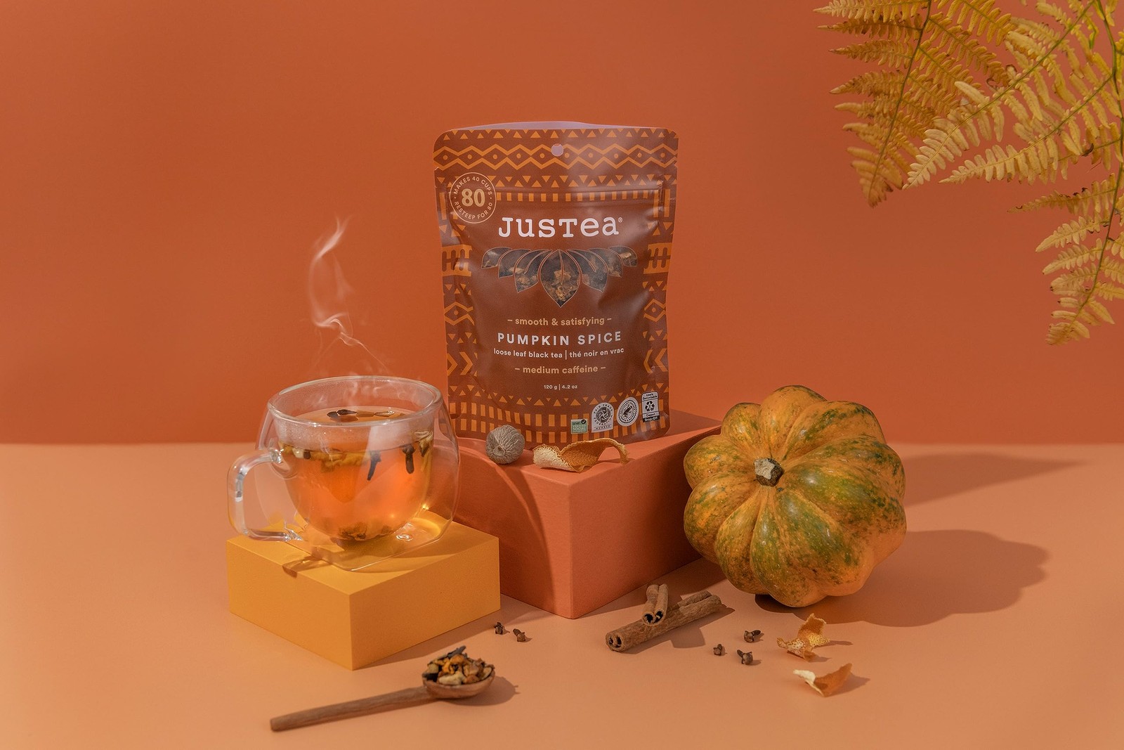 Pumpkin Spice Loose Leaf Black Tea Recyclable Refill Pouch 40 Cups Medium