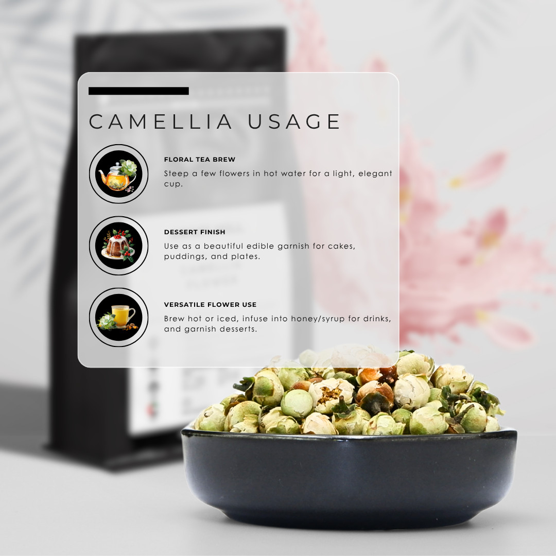 AWAFI MILL Camellia Flowers | Tea Flower Buds (Camellia sinensis) – 250 g | 9 Oz
