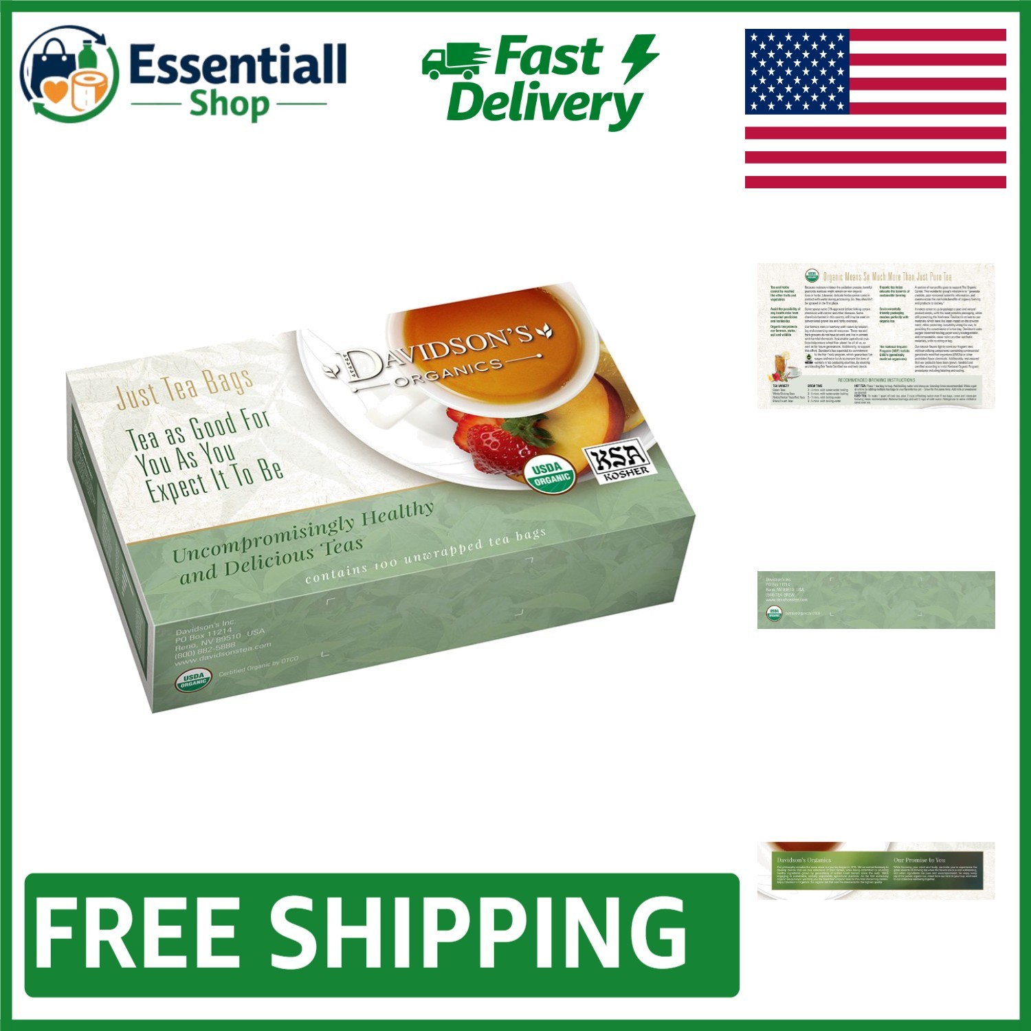 Davidson’s Organic Spearmint Tea – 100 Count for Sweet Soothing Moments