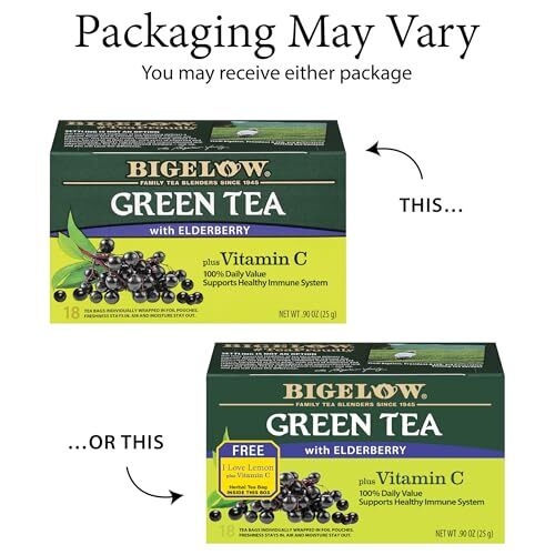 Bigelow Green Tea with Elderberry and Vitamin C 18 Count Pack of 6 Tea Bags