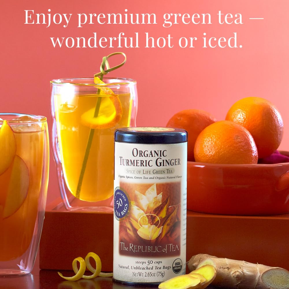 Organic Turmeric Ginger Green Tea – 250 Naturally Caffeinated Tea Bags