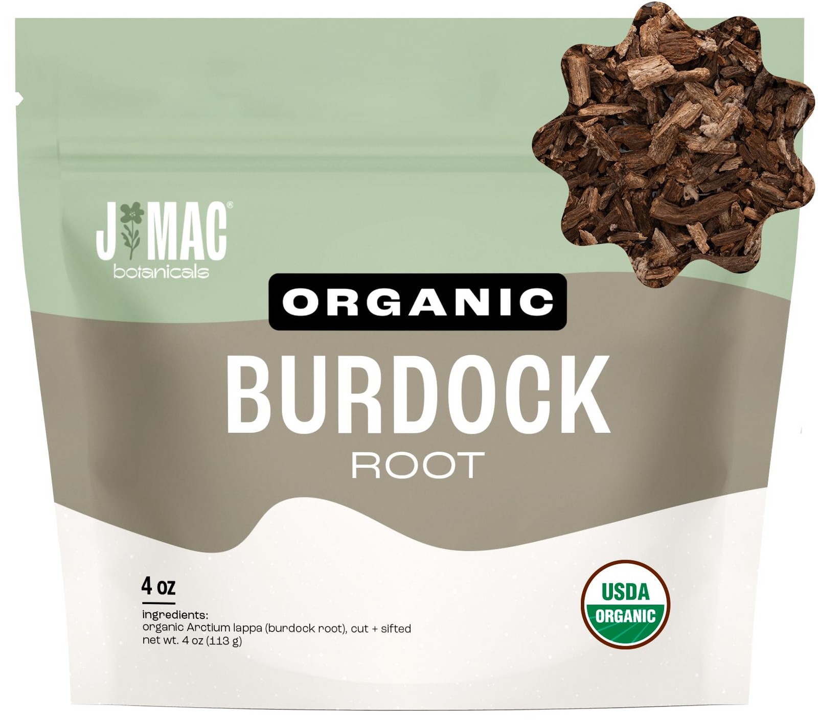 J Mac Botanicals Organic Burdock Root Herbal Tea 4 oz