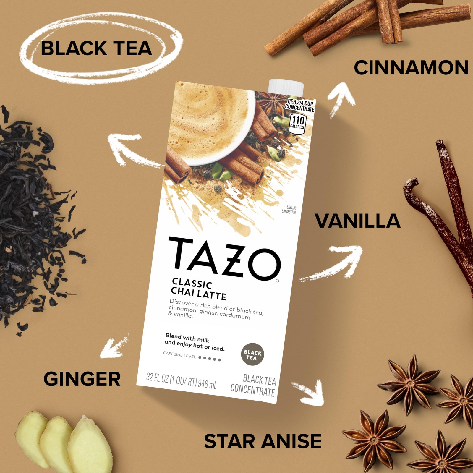 Classic Chai Latte, Black Tea Concentrate, Easy-to-Serve Caffeinated Chai Tea…