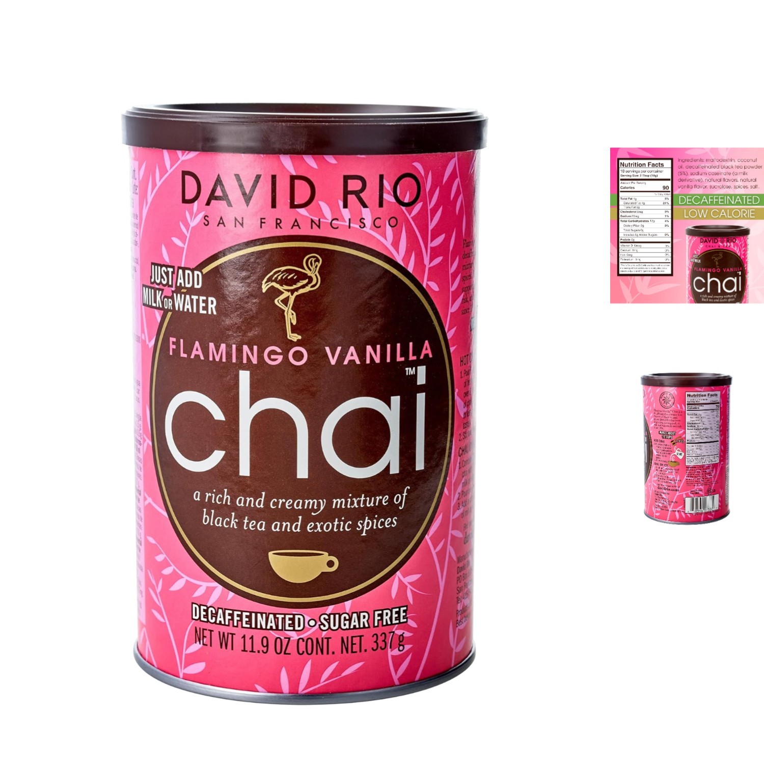 Flamingo Vanilla Decaf Chai Tea Latte Mix – Sugar Free & Organic, 11.9 Oz