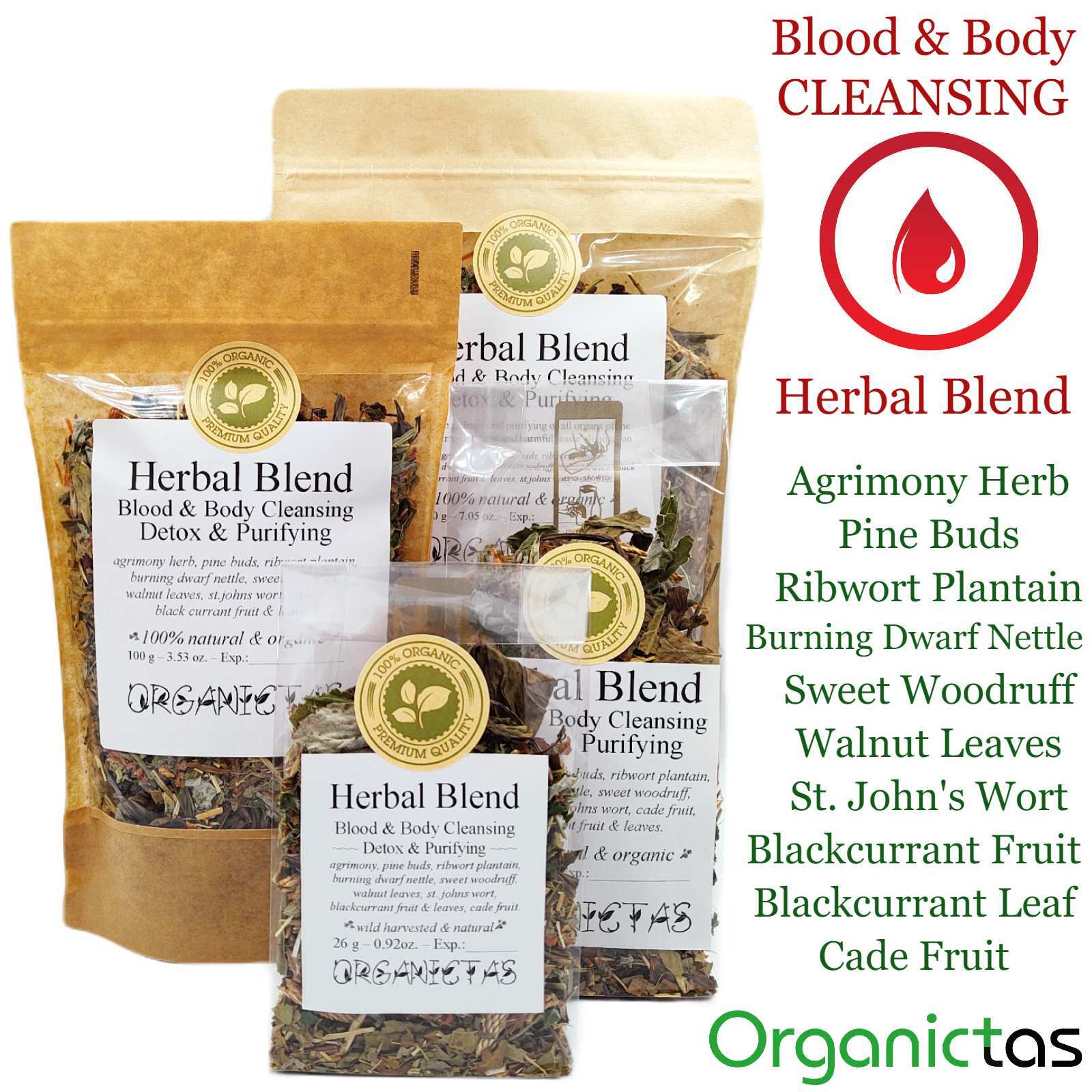 Organic Tea Blend with 10 Herbs for Body & Blood Detox, Cleanse and Purifying