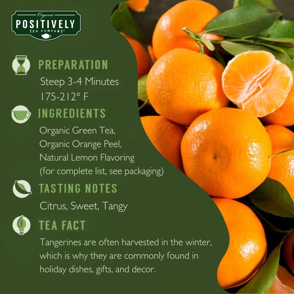 Delicious Green Tangerine Tea Bags – 20 Individually Packaged Sips of Wellness