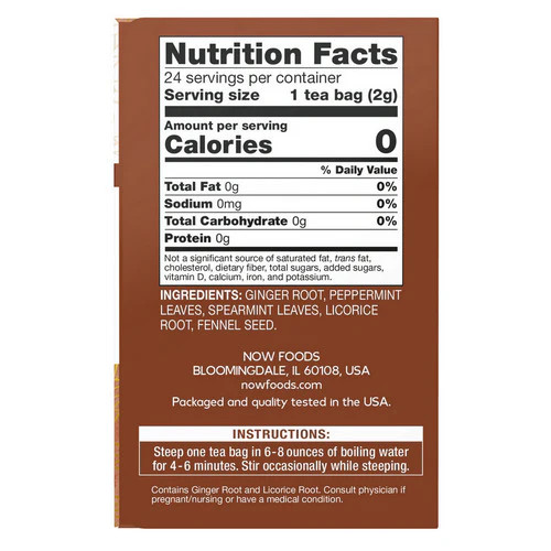 Ginger Mint Comfort Tea 24 bags by Now Foods