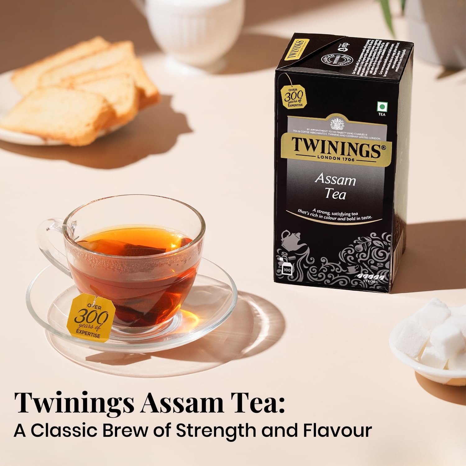 Twinings Assam Tea, 100 Teabags| Pack of 1| Premium Black Tea LONG EXPIRY