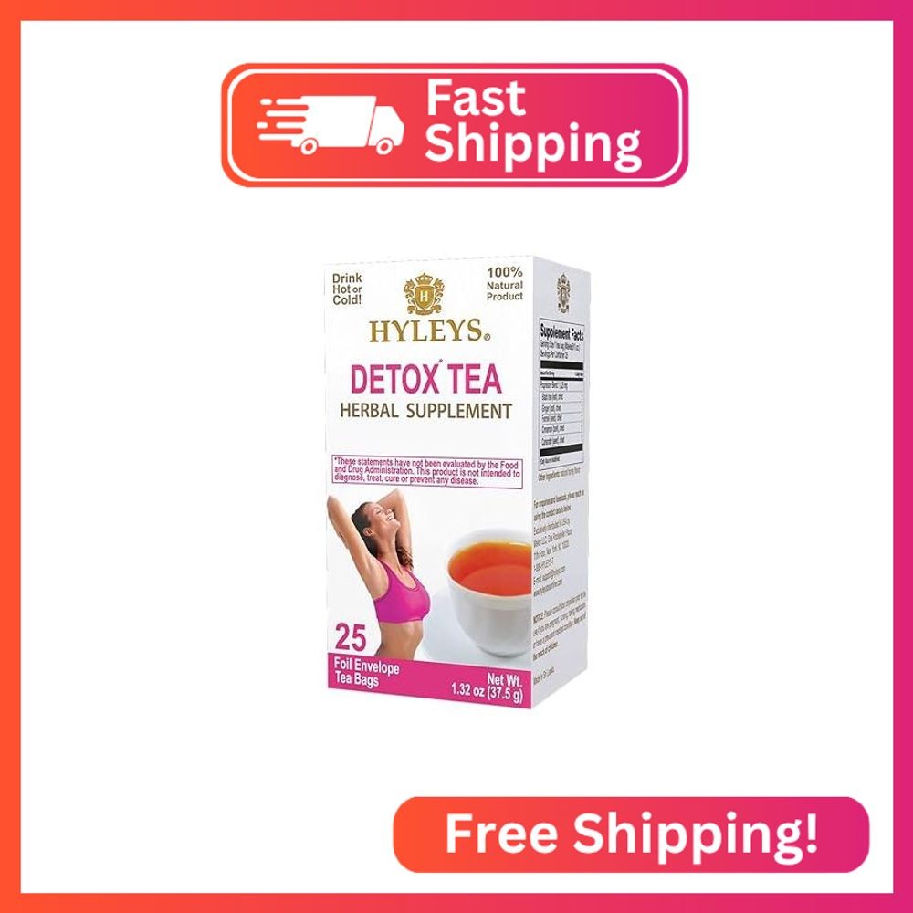 Hyleys Detox Tea for Cleanse – Black Tea with Ginger, Honey & Cinnamon – 25 Tea