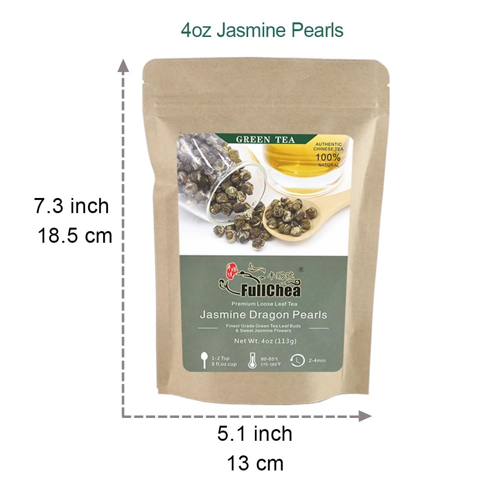 FullChea – Jasmine Pearl Tea – Dragon Pearls – Loose Leaf Green Tea…