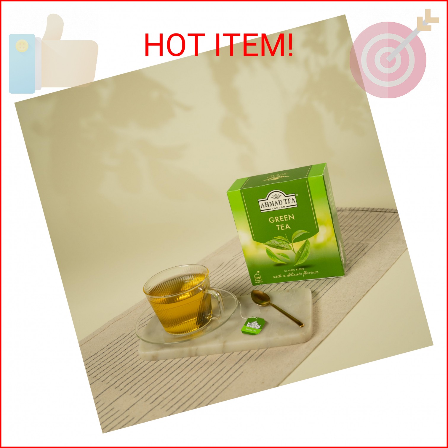 Ahmad Tea Green Tea, Green Tea Teabags 100 ct – Caffeinated & Sugar-Free
