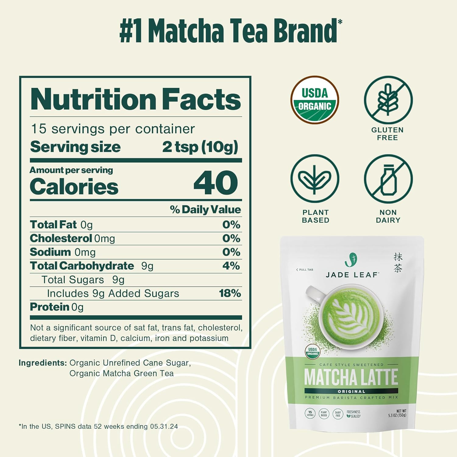 Organic Café Style Sweetened Matcha Latte Premium Barista Crafted Mix – Original