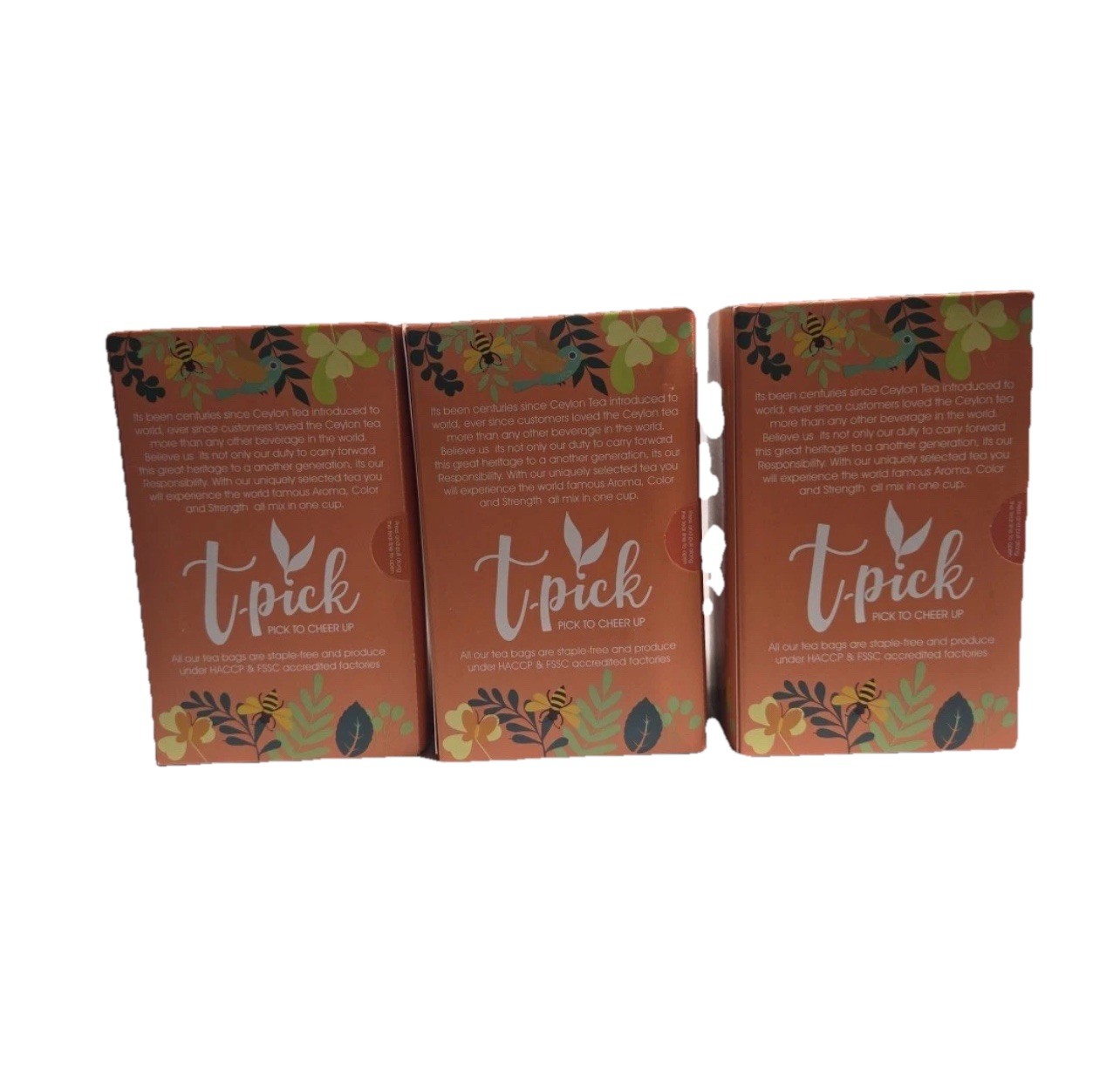 New Lot Of 3 t-pick Black Tea Peach Ceylon Tea Bags 60 Bags Total Exp:10/05/2028