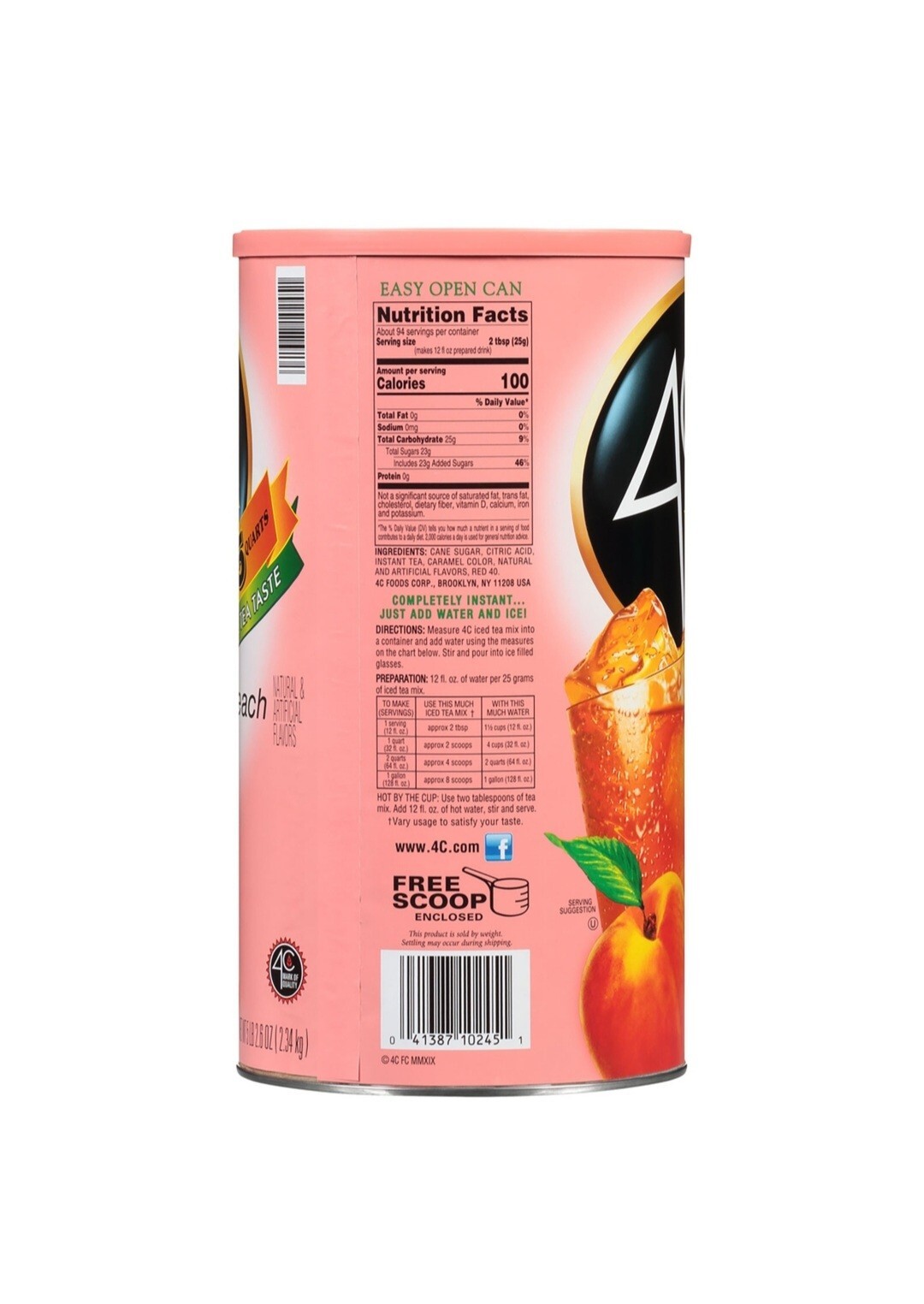 4C 35 QT Peach Iced Tea Mix (82.6 Oz.)
