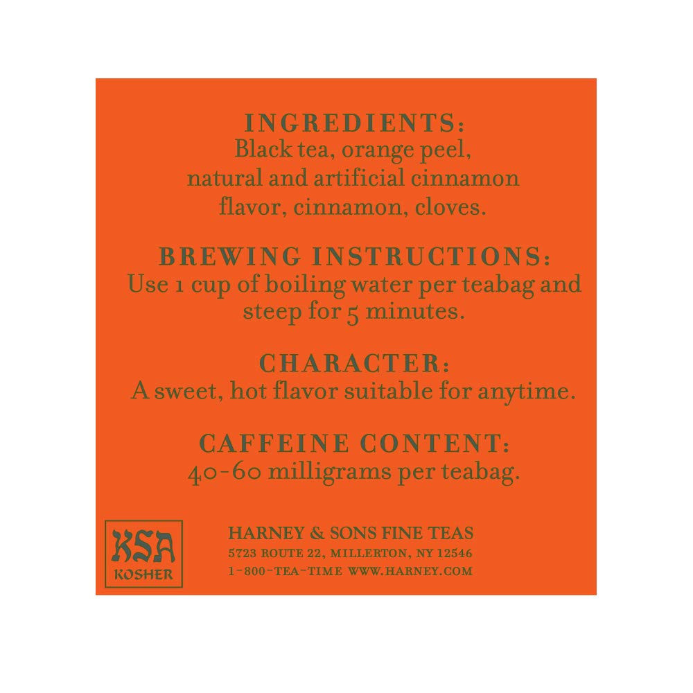 Harney and Sons Hot Cinnamon Spice, a Spicy Black Tea with Cinnamon, Orange Flav