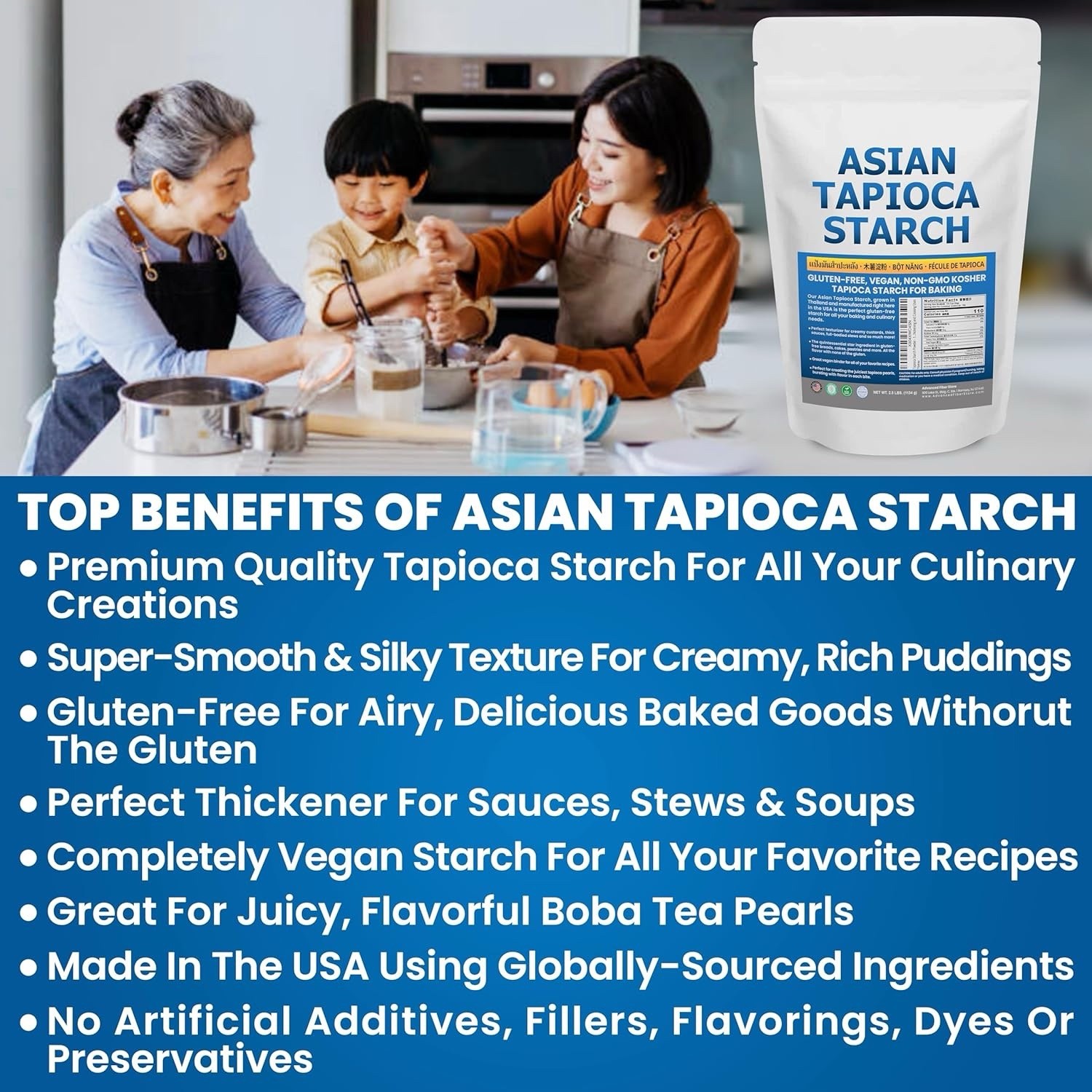 Tapioca Starch (2.5 LB) Gluten-Free GMO-Free for Making Boba Tea Pearls Baking
