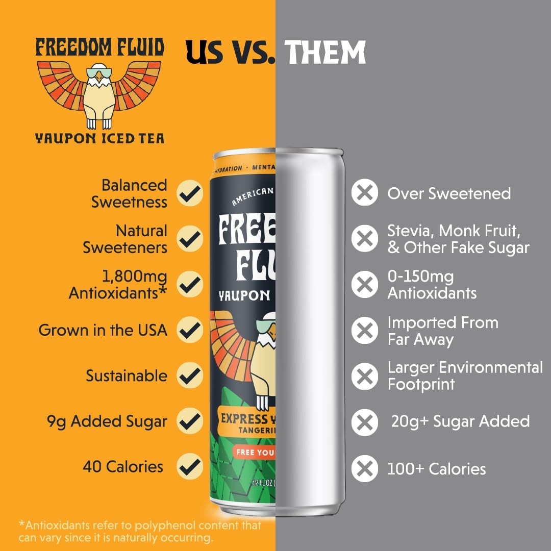 Healthier Iced Tea | Organic Yaupon with Tangerine Mint – 12 Pack of 12 oz Cans