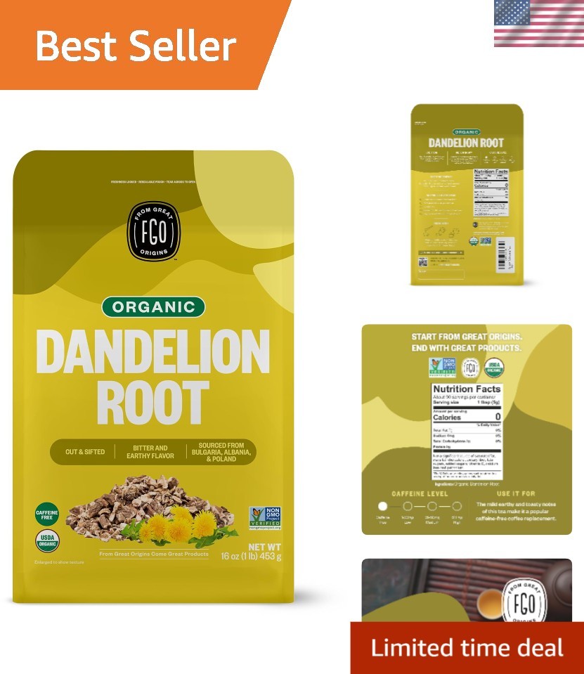 Delicious Caffeine-Free Organic Dandelion Tea – 16oz Loose Leaf from Bulgaria
