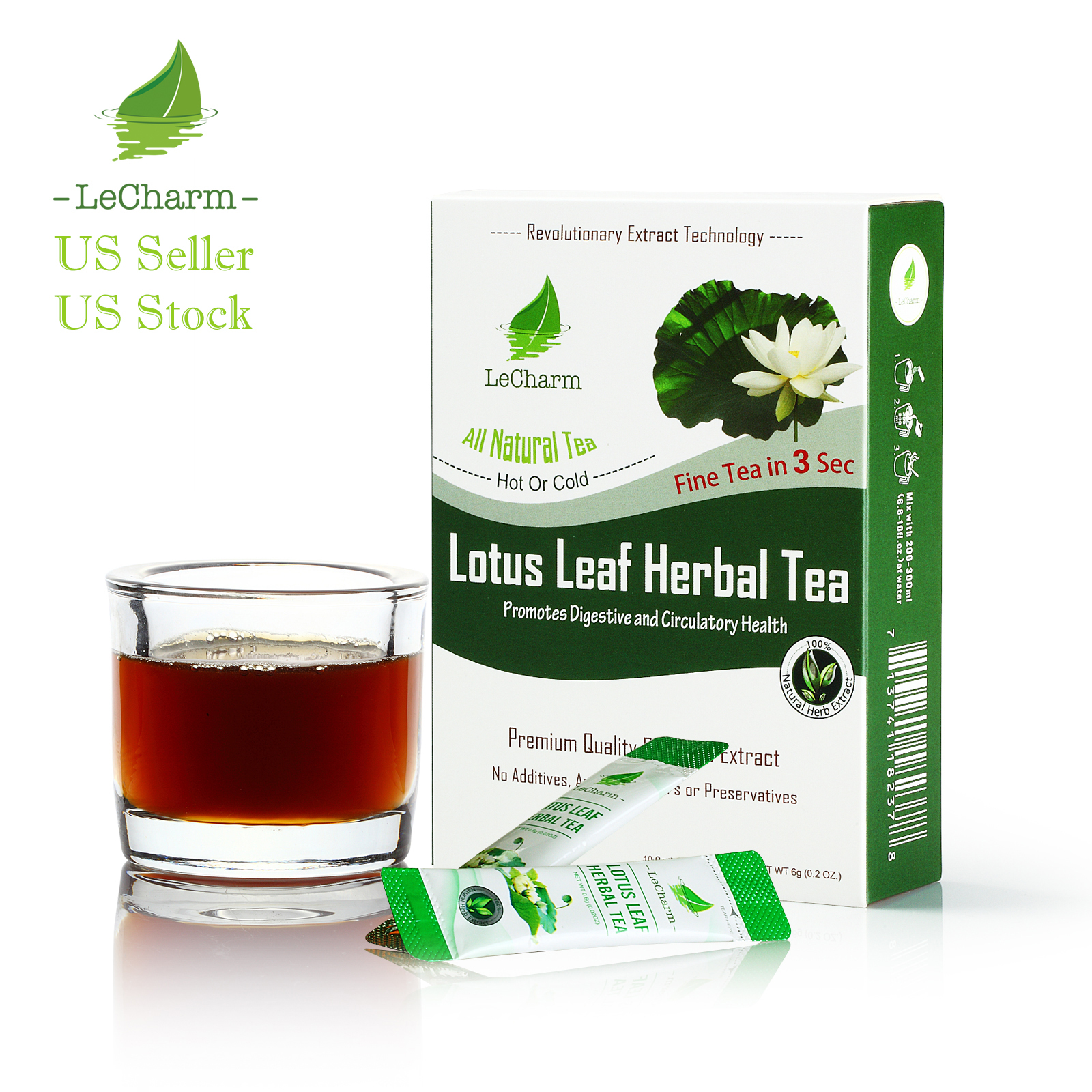 LeCharm Premium 100% Natural Lotus Leaf Tea Sugar Free (10 Sachets)
