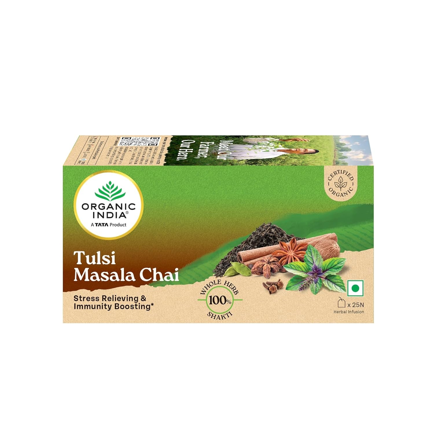 Organic India Tulsi Masala Chai, 25 Tea Bags | Refreshing And Relaxing