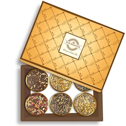 Assorted Tea Box, Set of 6 Unique Teas Kashmiri Kahwa,Saffron Masala200 gm Leave