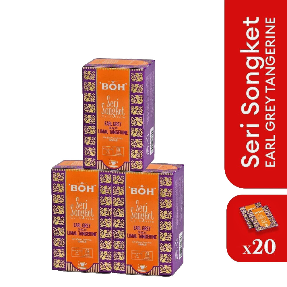 BOH SERI SONGKET EARL GREY WITH TANGERINE 20 TEABAG SACHET | MALAYSIA PRODUCT.
