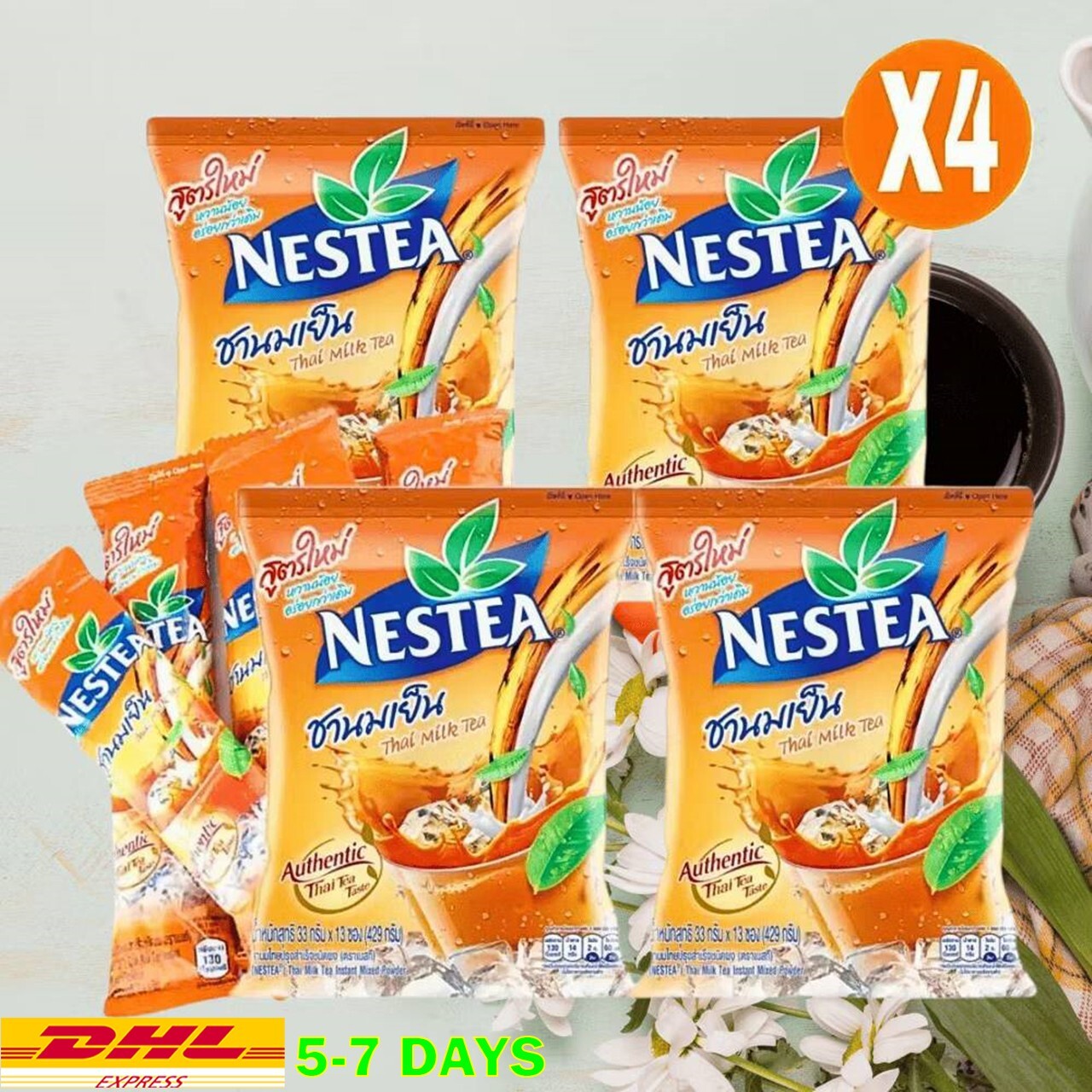 x4 Nestea Instant Thai Milk Tea Mix Powder Delicious Iced Tea Traditional Restau