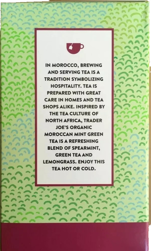 3 Pack Trader Joe’s Organic Moroccan Mint Green Tea 20 Bags 1.27 oz ea 60 Ct
