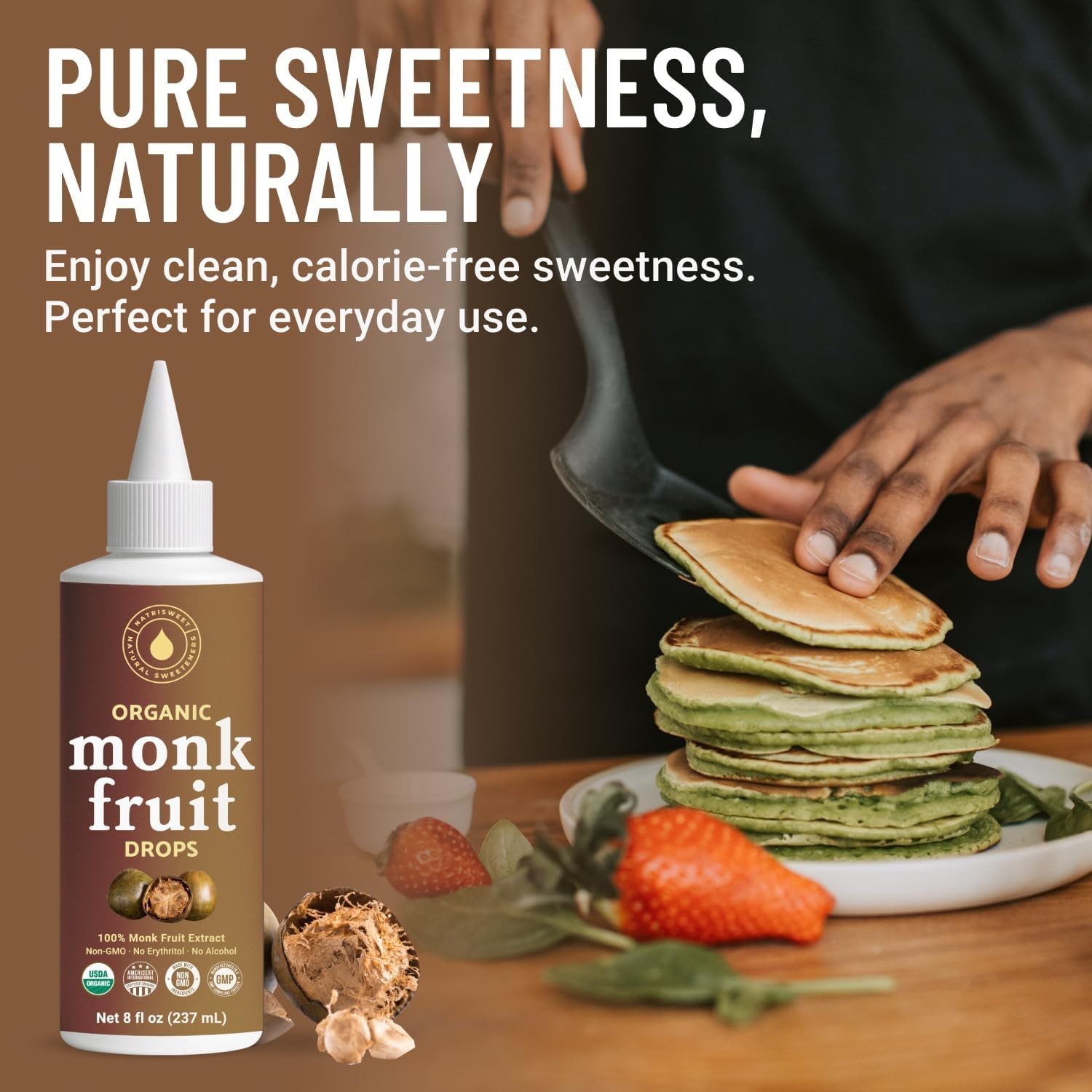 Organic Monk Fruit Liquid Sweetener Drops, 100% Pure Extract, Zero Sugar & No…