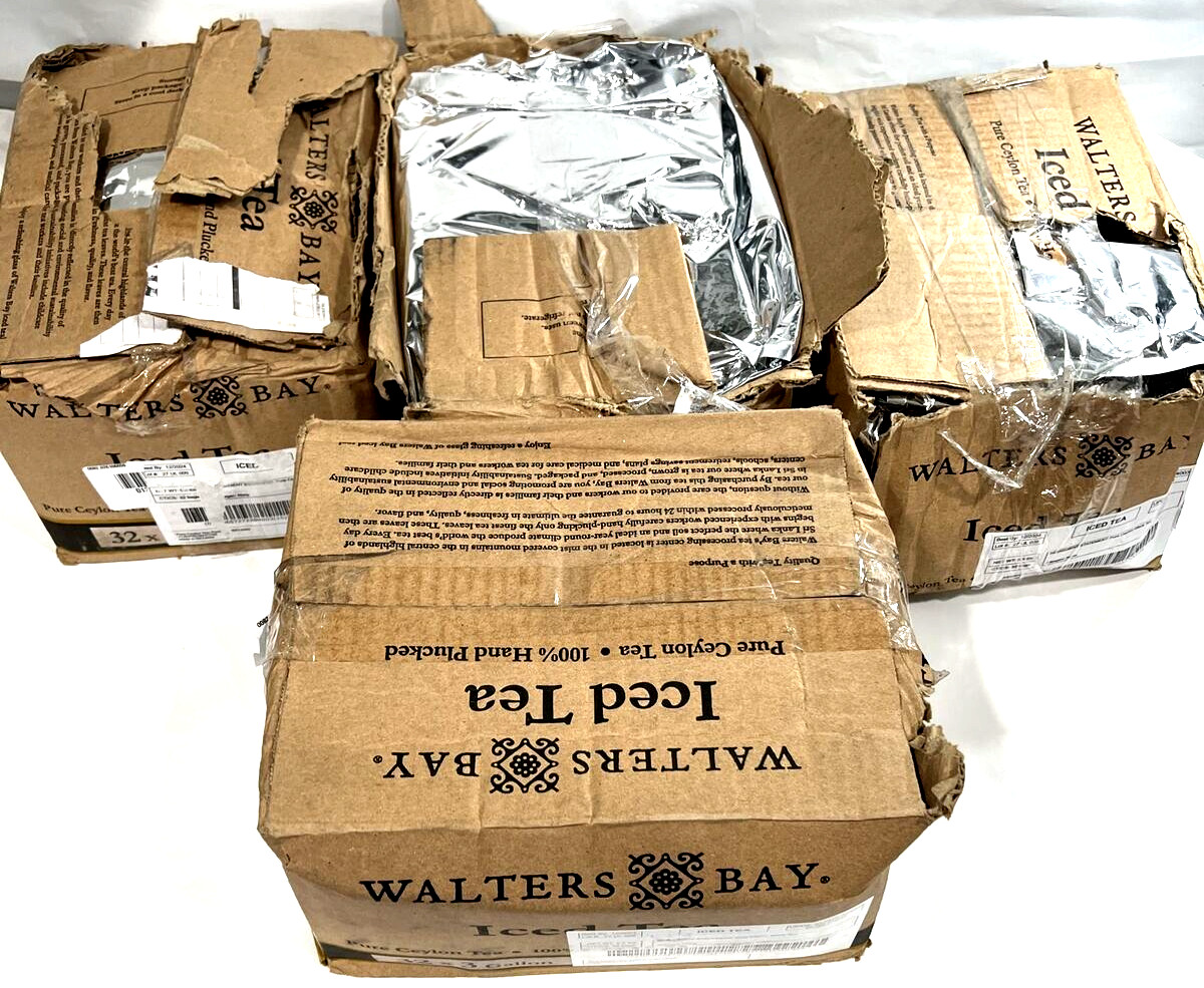 Walters Bay Iced Tea Pure Ceylon Black Tea 32×3 Gallon (4 Damaged Boxes) 12/2024