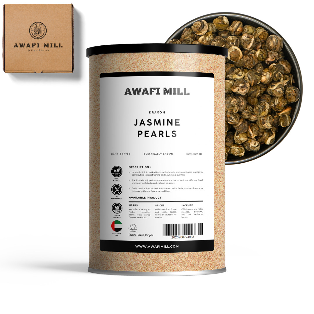 AWAFI MILL Jasmine Dragon Pearl Tea – Premium Green Tea Infused – 250 g | 9 Oz