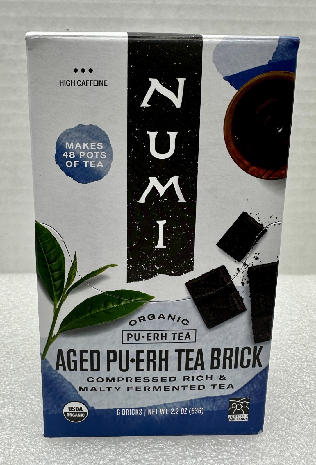 Numi Organic Pu-erh Tea Aged PU-ERH Tea Brick x6 Bricks High Caffeine BB: 2028
