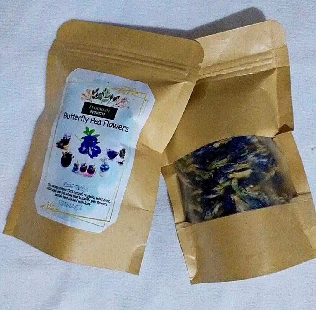 100% Natural wind dried organic blue butterfly pea flowers for teas & drinks 28g