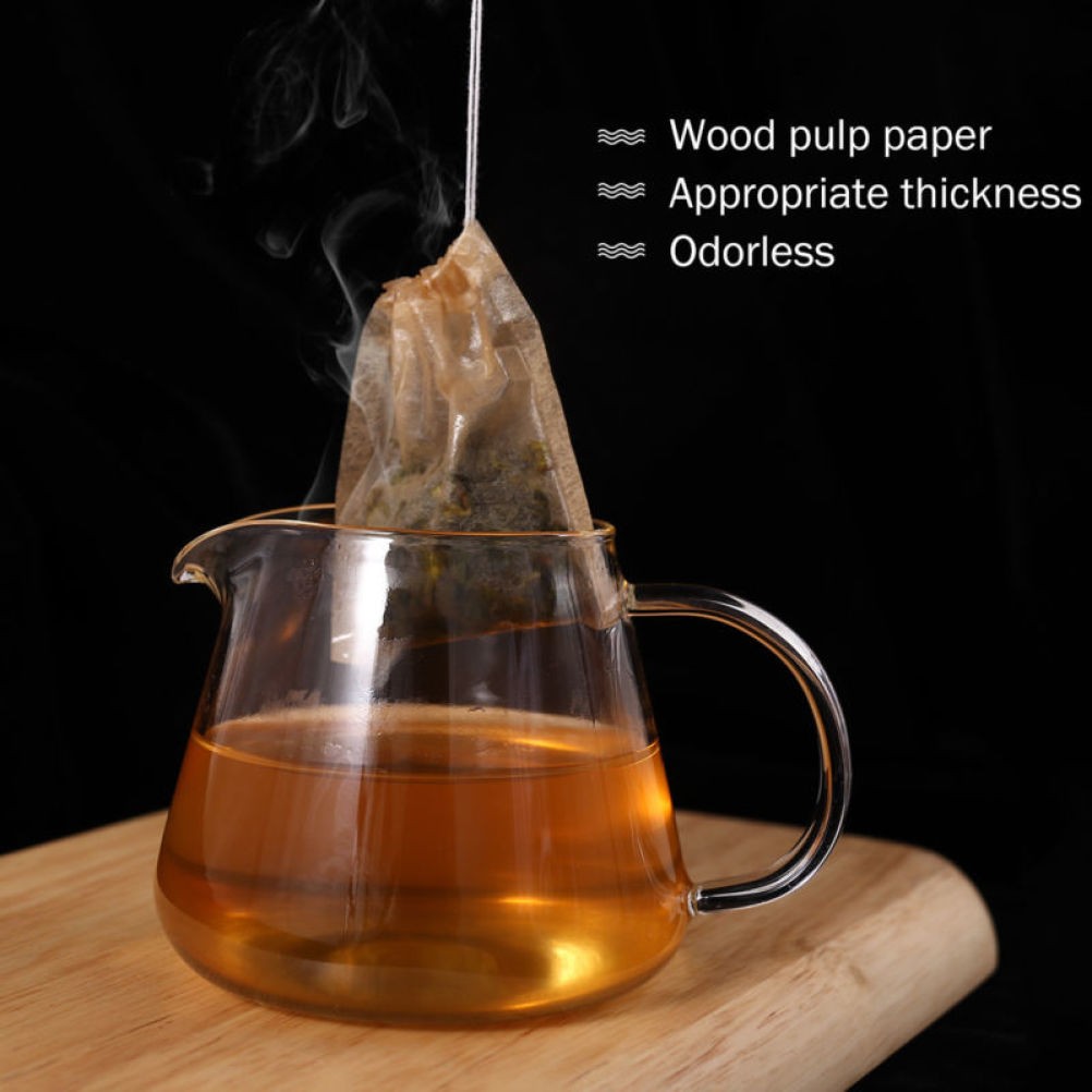 200 Pcs Drawstring Tea Bag Filter Paper Sachets Original Color for Loose Tea