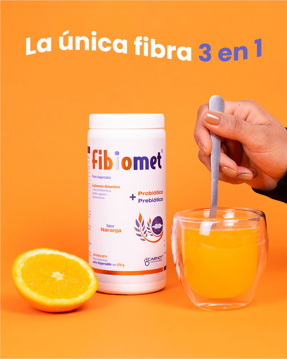 Fibiomet: Digestive Support Powder, Dietary Supplement, Orange Flavor, 270g
