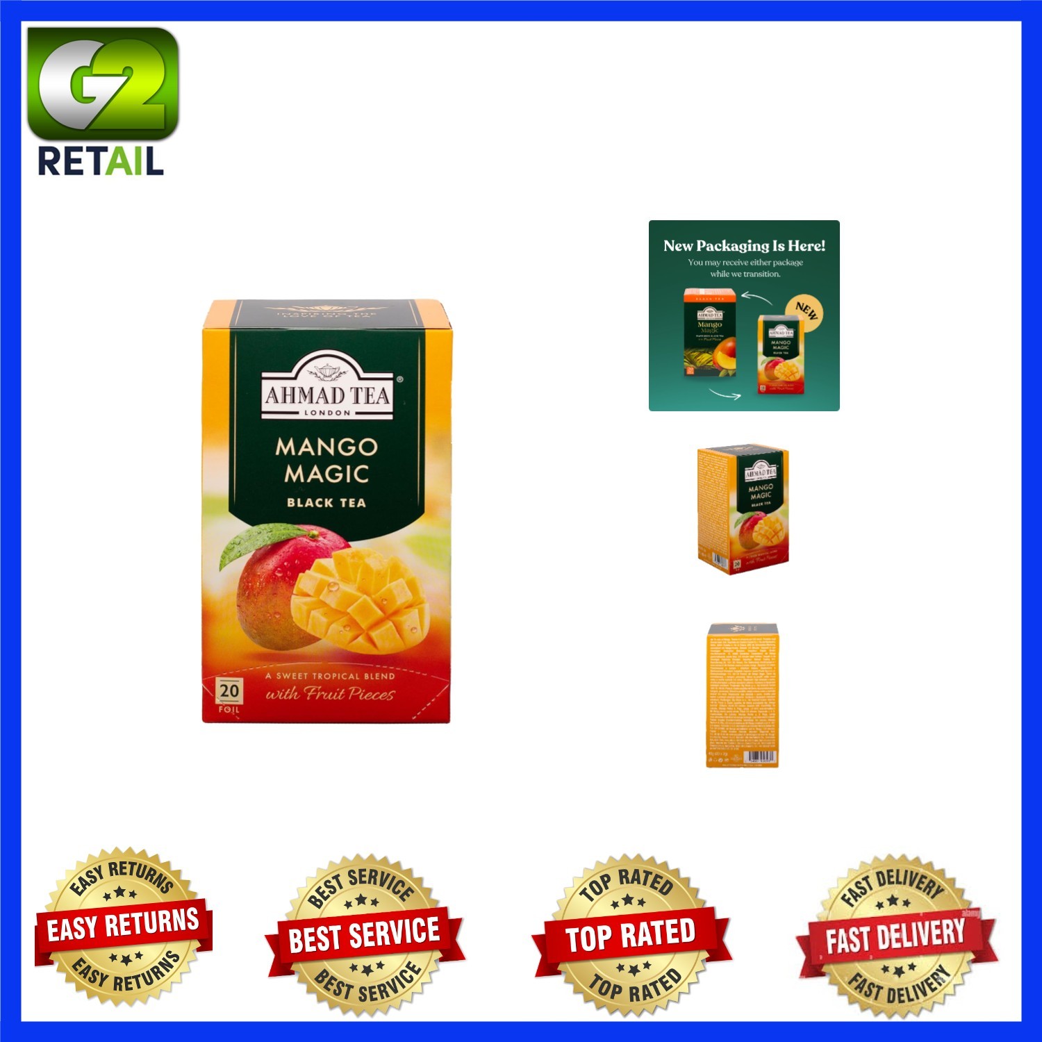 Mango Magic Black Tea – 20 Count Tea Bags for Refreshing Moments