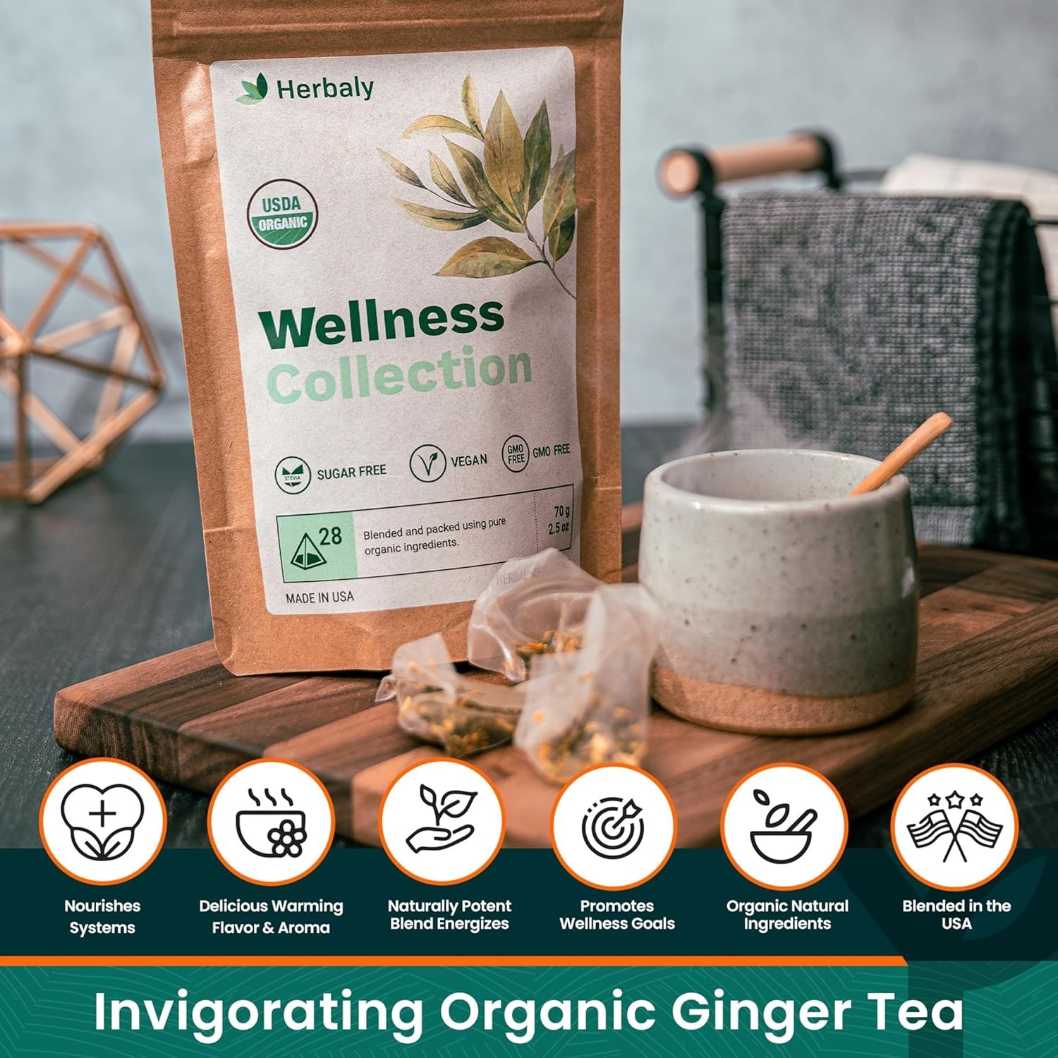 Biodegradable Organic Herbal Ginger Tea – Revitalize Health in Every Sip
