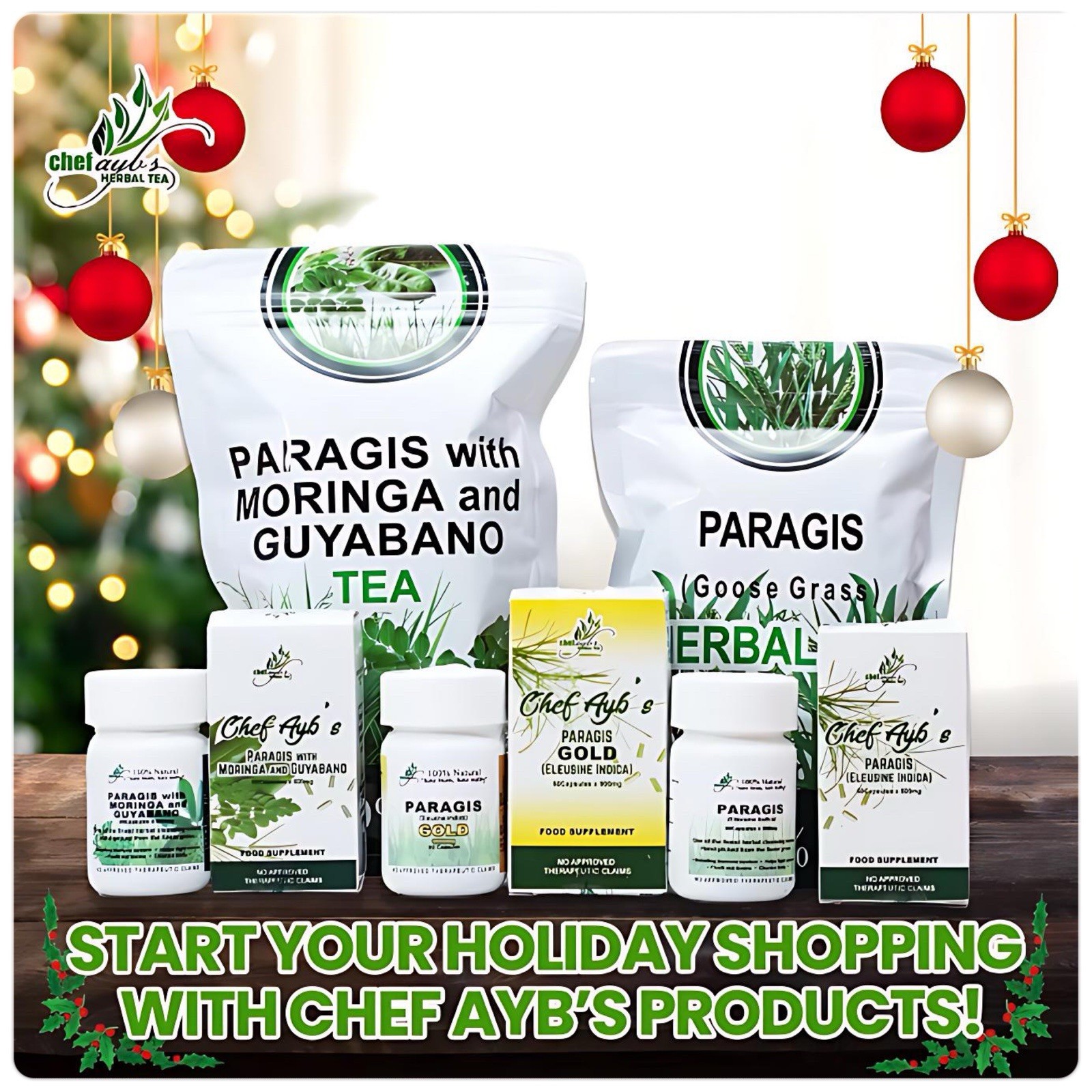 Chef Aybs Paragis Gold 900mg 60 Caps + Paragis Moringa & Guyabano Tea 20 Sachets