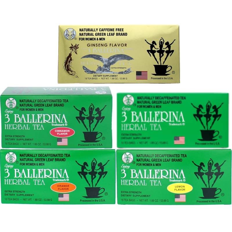 3 Ballerina Dieters Tea, 5 Box Flavor pack- Drink Extra Strength Tea – 18 Bags