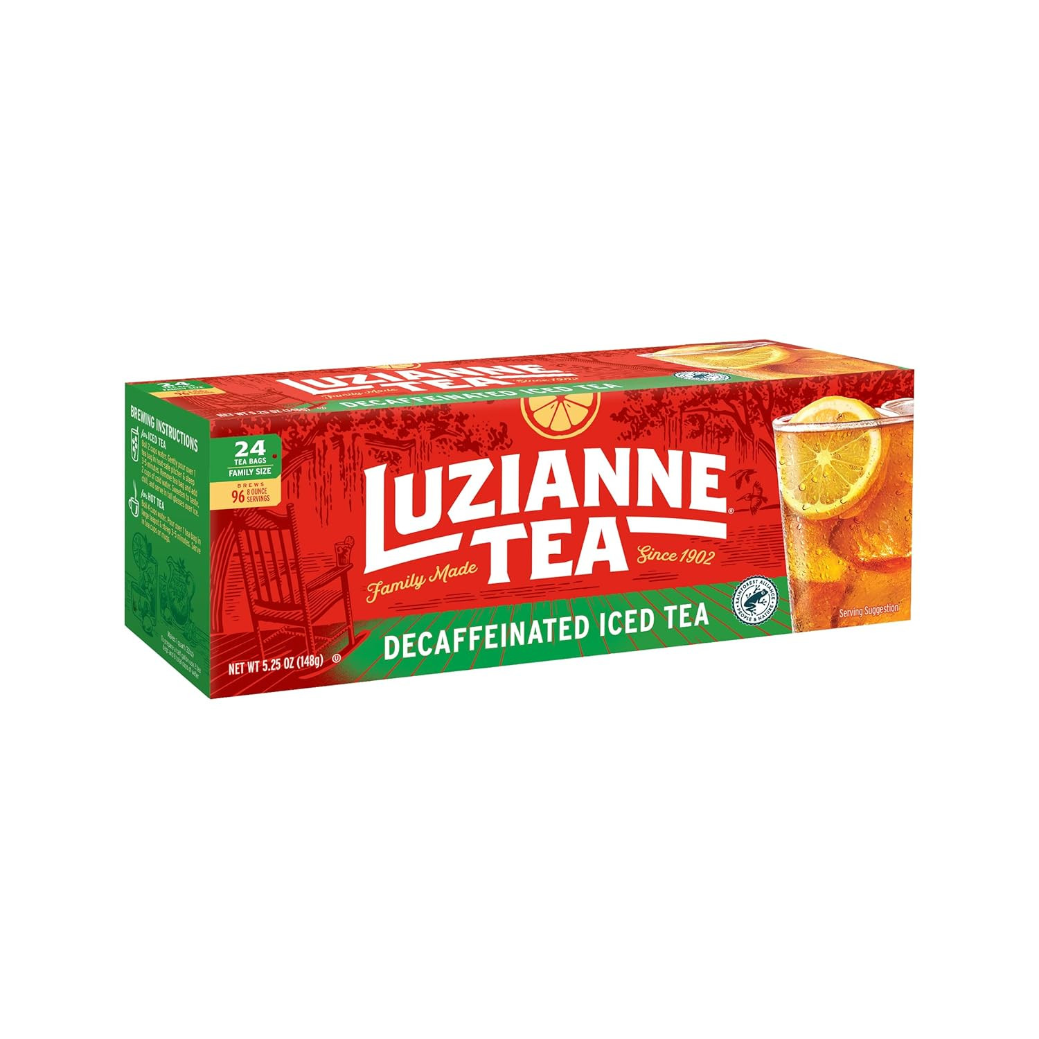 Decaffeinated Iced Tea Bags, Family Size, 24Ct Box (Pack of 1)