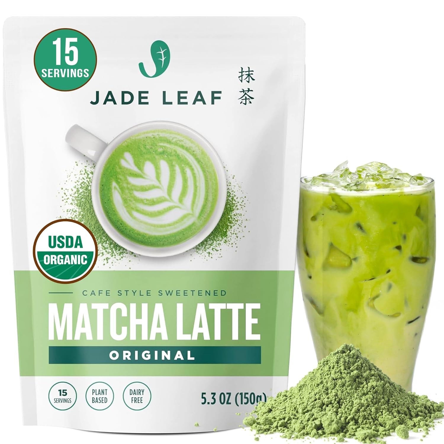 Jade Leaf Matcha Organic Matcha Latte Mix – Lightly Sweet Japanese Matcha Green