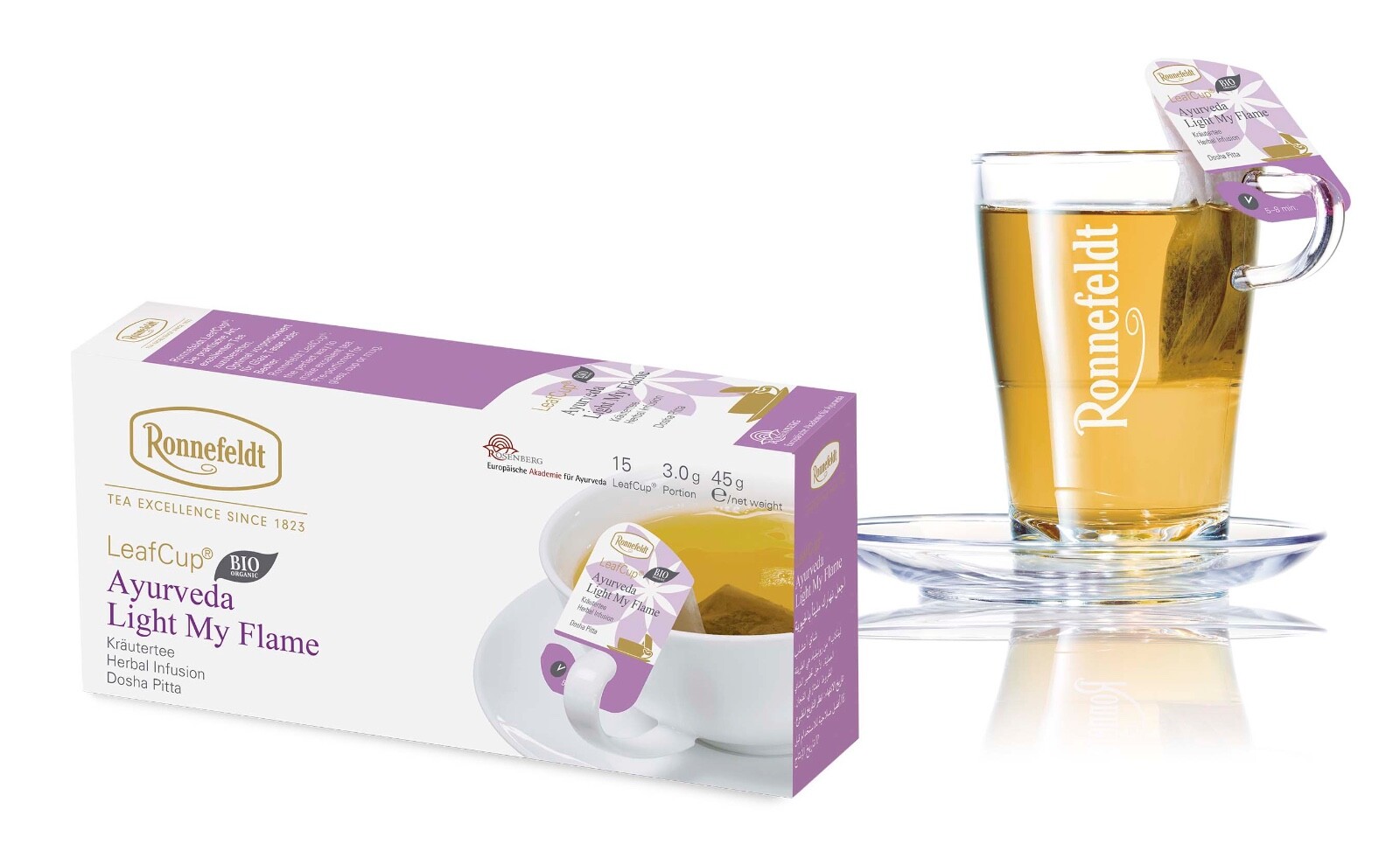 Ronnefeldt Leafcup® Ayurveda Light My Flame. 15 premium herbal tea bags