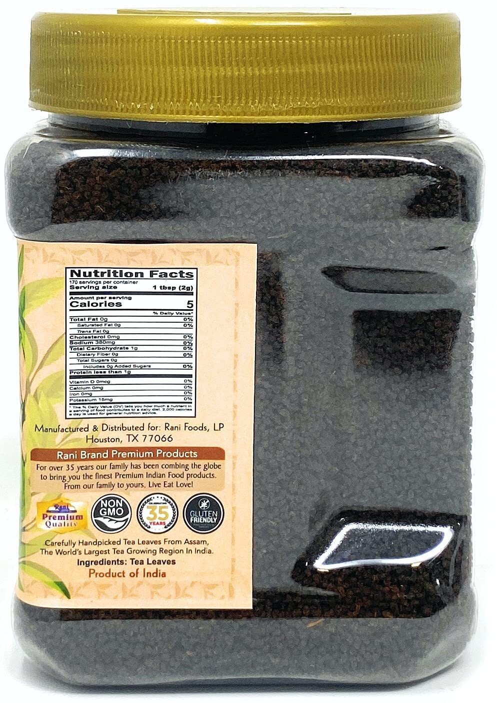 Rani Assam Tea (Indian Loose Leaf Bold Black Tea) 12oz (340g) PET Jar